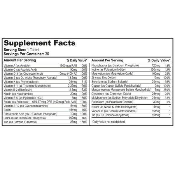 Multivitamin Nutrition Information