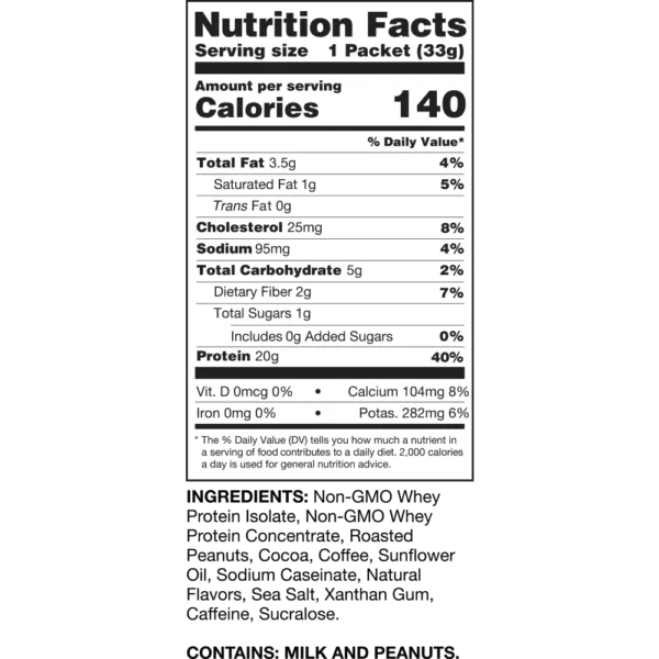 Nutrition Label Chocolate Peanut Butter Iced Coffee