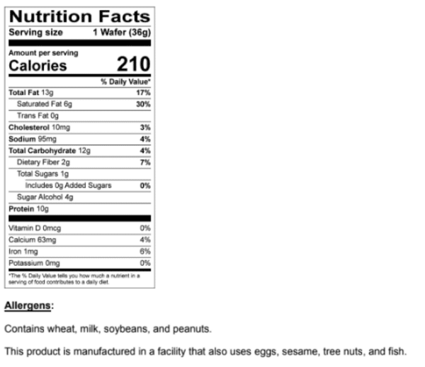 Peanut Wafers with Protein Nutrition Info