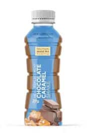 High Protein Chocolate Caramel Shake in a bottle