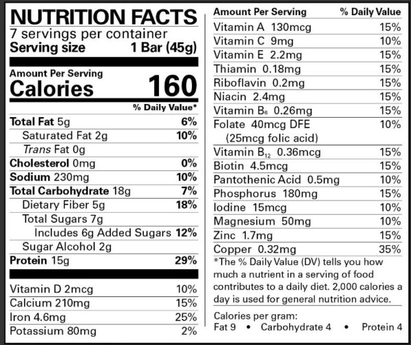 RobardPeanutBarNutrition - Clinical Nutrition Center Store Peanut Bar Nutrition